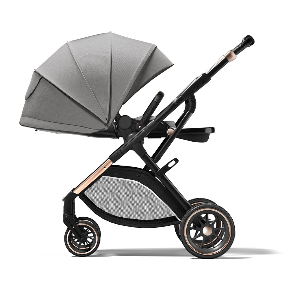 Lightweight 2-in-1 Baby Stroller with Compact Fold Design and Adjustable Bassinet, 5-Point Safety Harness, Anti-Shock Wheels-6