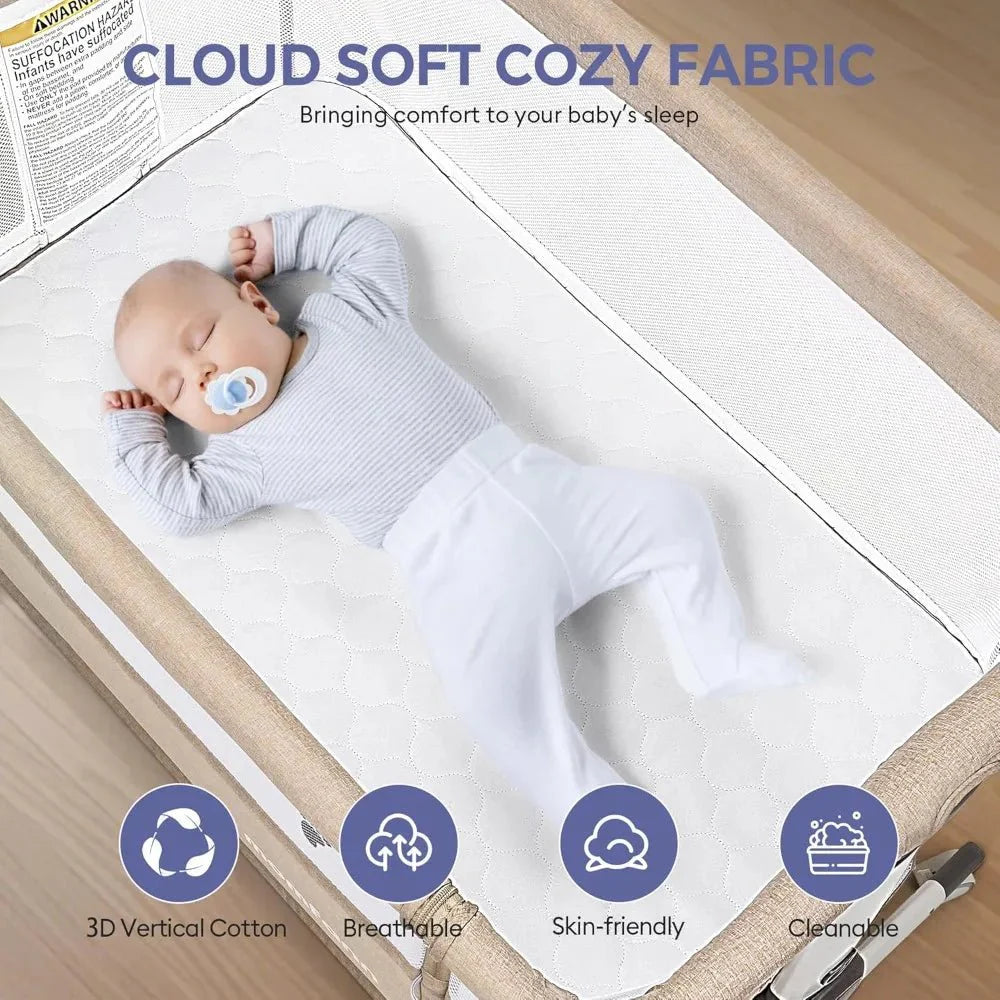 MildlyMama - Baby Bassinet Bedside Sleeper with Adjustable Height, Breathable Mesh Sides, and Storage – Portable Co Sleeper Crib for Safe Sleep Baby Bassinets