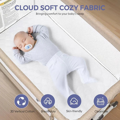 MildlyMama - Baby Bassinet Bedside Sleeper with Adjustable Height, Breathable Mesh Sides, and Storage – Portable Co Sleeper Crib for Safe Sleep Baby Bassinets