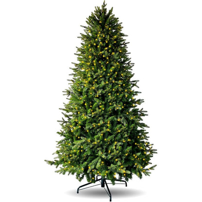 MildlyMama - Balsam Hill Style Artificial Xmas Tree - Pre - lit Christmas Tree, Full Evergreen Body with Warm LED Lights