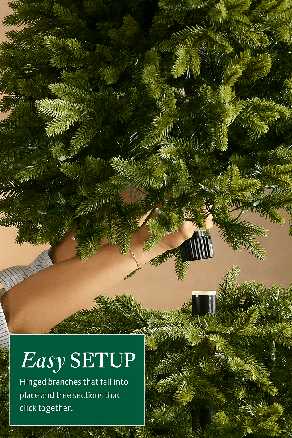 MildlyMama - Balsam Hill Style Artificial Xmas Tree - Pre - lit Christmas Tree, Full Evergreen Body with Warm LED Lights