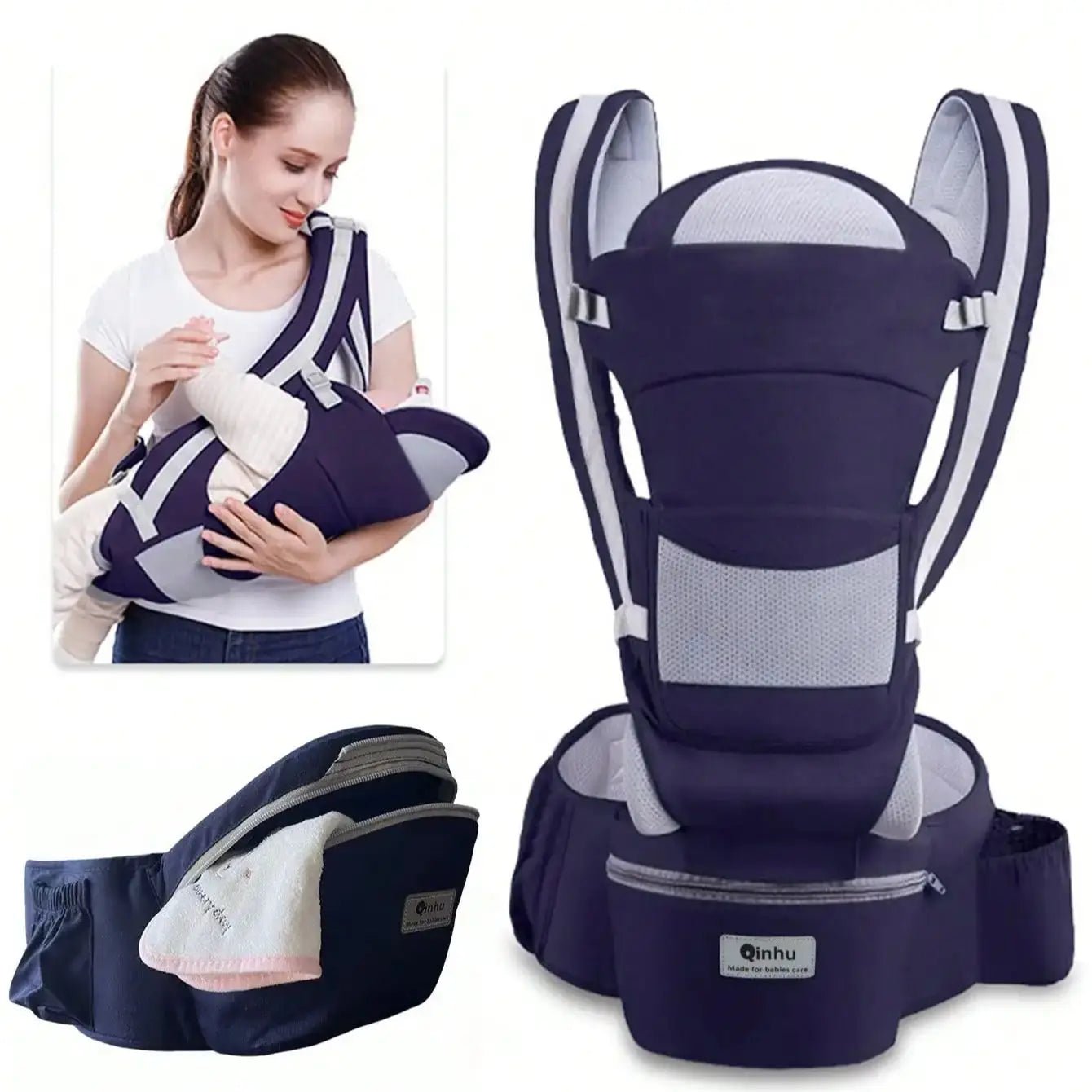 MildlyMama - Ergonomic Baby Carrier with Hip Seat for Newborns and Toddlers – Soft, Breathable Fabric, Adjustable