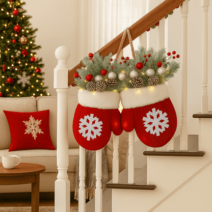 GlowHaven™ Twinkling Christmas Wreath – Pre-Lit Artificial Garland with LED Lights, Pinecones & Red Berries for Front Door Holiday Decor