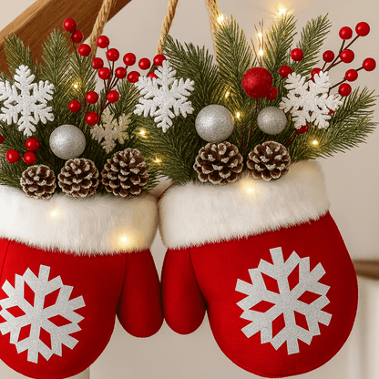 GlowHaven™ Twinkling Christmas Wreath – Pre-Lit Artificial Garland with LED Lights, Pinecones & Red Berries for Front Door Holiday Decor