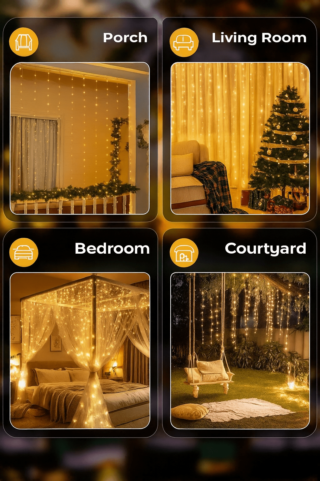 MildlyMama - GlowLuxe™ Christmas String Lights – Fairy Lights with Remote, 8 Twinkle Modes, Warm White LED for Indoor & Outdoor Holiday Decor Light