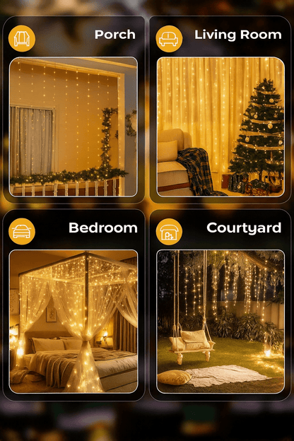 MildlyMama - GlowLuxe™ Christmas String Lights – Fairy Lights with Remote, 8 Twinkle Modes, Warm White LED for Indoor & Outdoor Holiday Decor Light