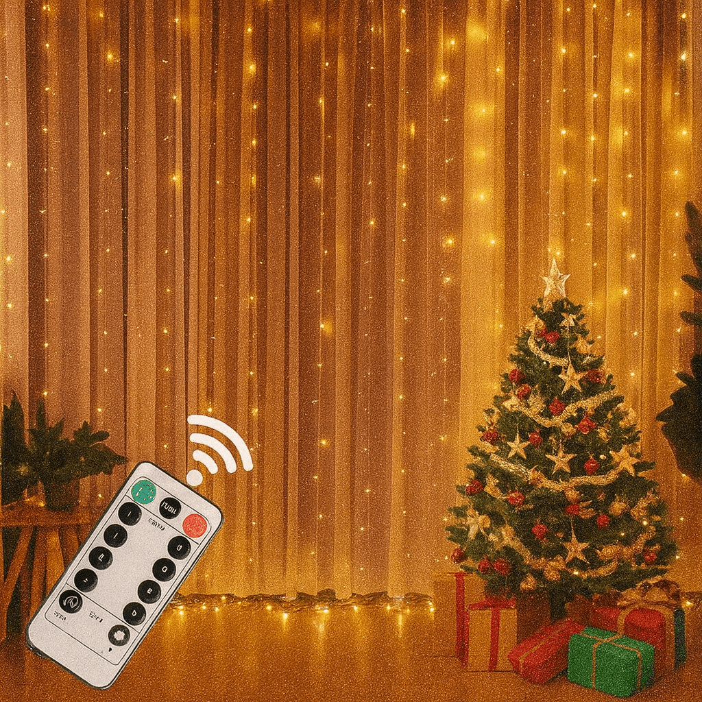 MildlyMama - GlowLuxe™ Christmas String Lights – Fairy Lights with Remote, 8 Twinkle Modes, Warm White LED for Indoor & Outdoor Holiday Decor Light