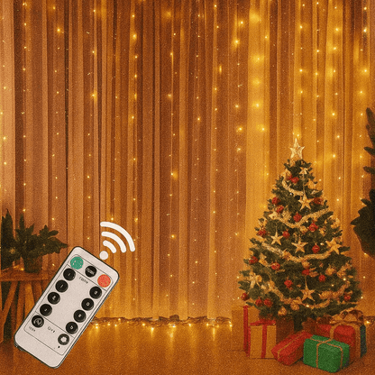 MildlyMama - GlowLuxe™ Christmas String Lights – Fairy Lights with Remote, 8 Twinkle Modes, Warm White LED for Indoor & Outdoor Holiday Decor Light