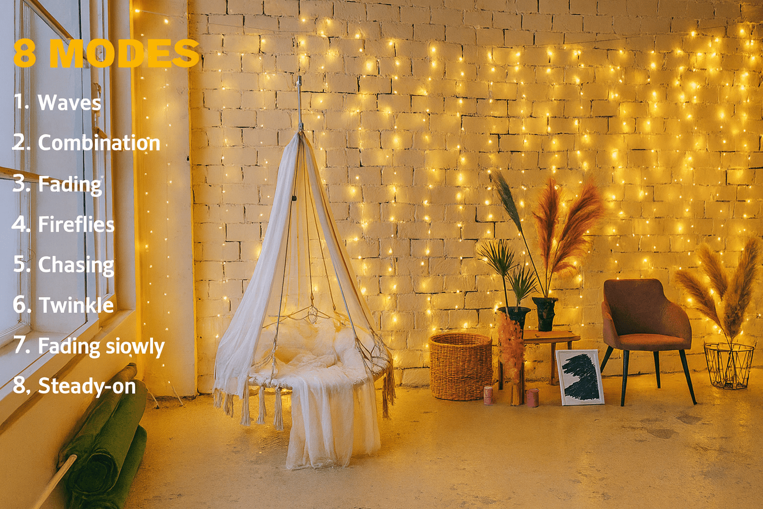 MildlyMama - GlowLuxe™ Christmas String Lights – Fairy Lights with Remote, 8 Twinkle Modes, Warm White LED for Indoor & Outdoor Holiday Decor Light