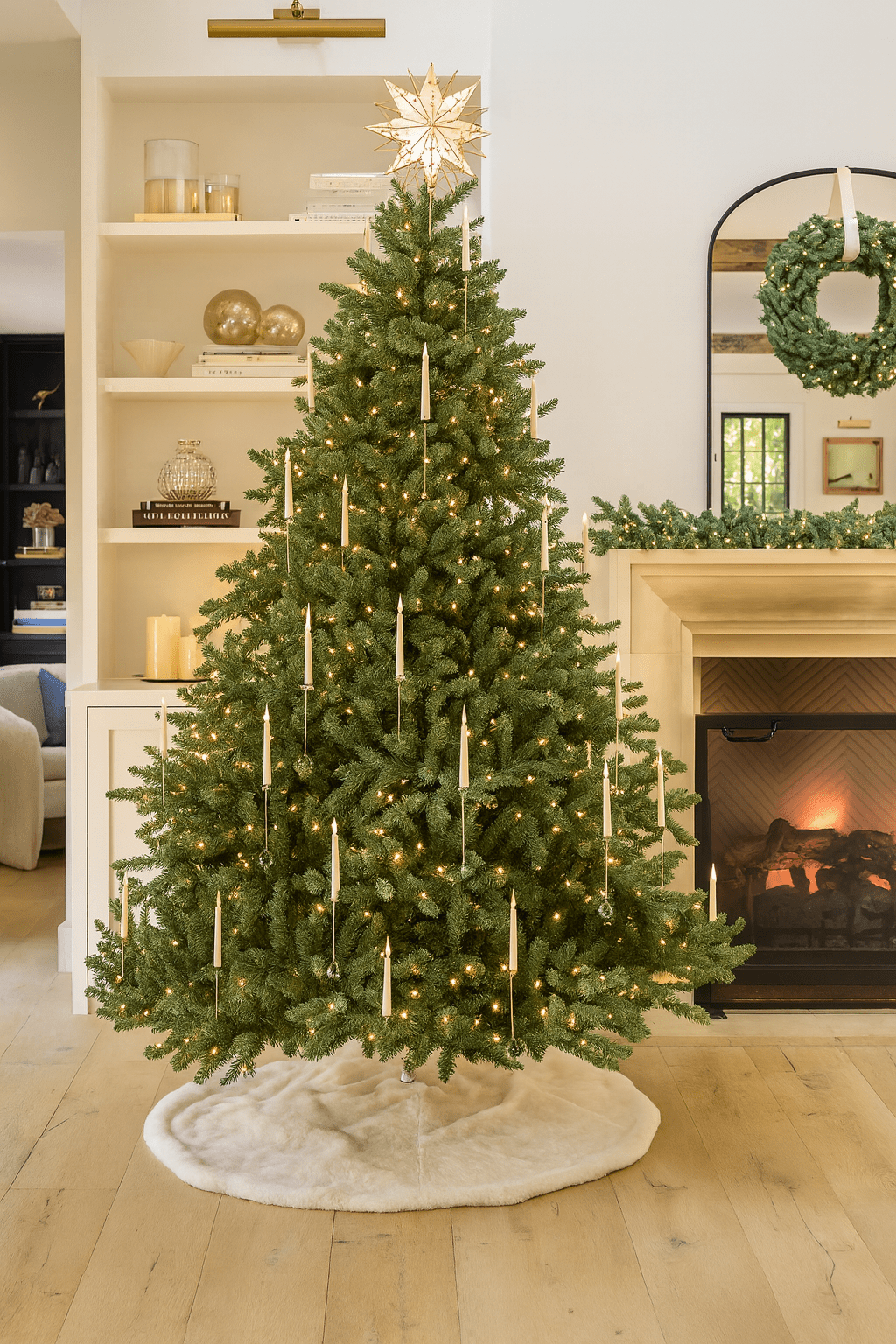 MildlyMama - GlowPetal Pre - lit Christmas Tree – Large Artificial Xmas Tree, Amazing Full Body & Warm LED Light