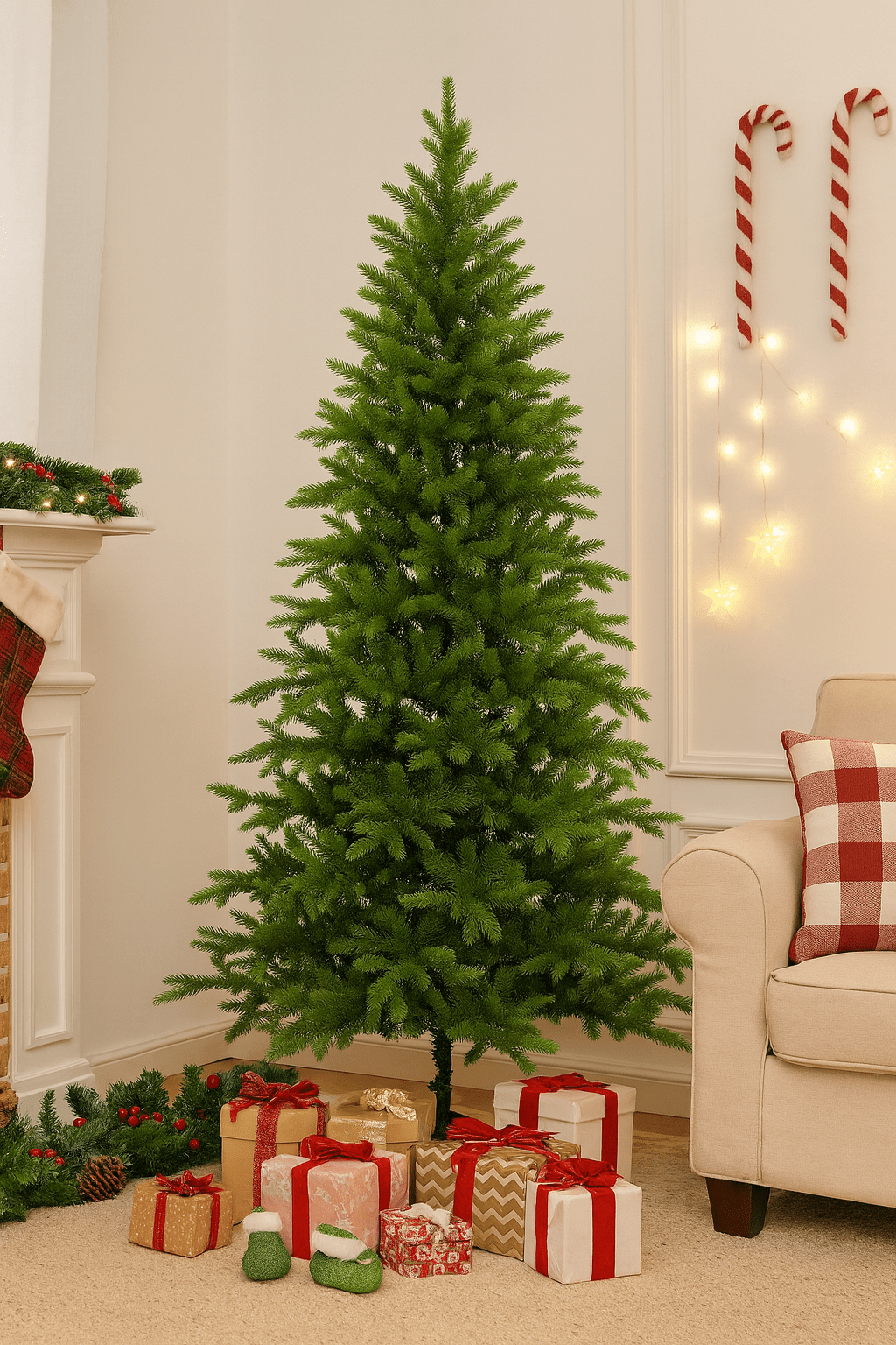 MildlyMama - GlowPetal Pre - lit Christmas Tree – Large Artificial Xmas Tree, Amazing Full Body & Warm LED Light