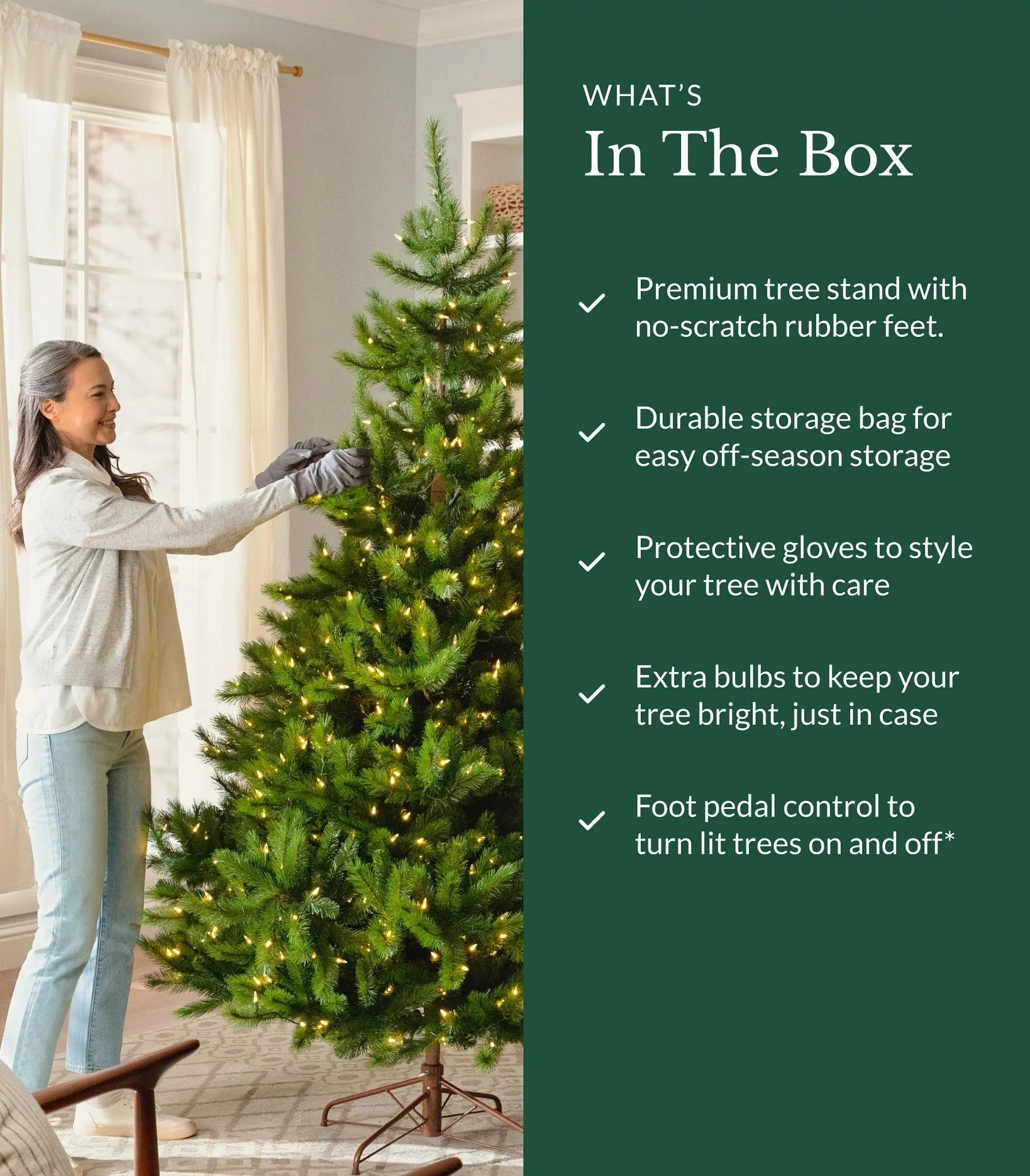 MildlyMama - GlowPetal Pre - lit Christmas Tree – Large Artificial Xmas Tree, Amazing Full Body & Warm LED Light