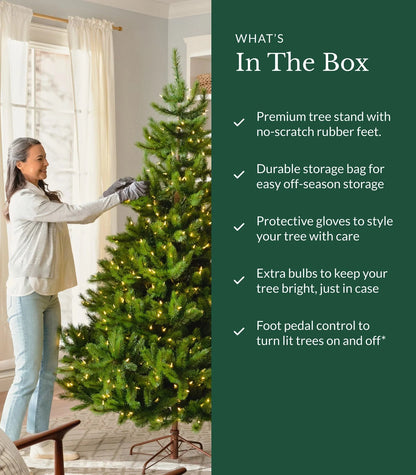 MildlyMama - GlowPetal Pre - lit Christmas Tree – Large Artificial Xmas Tree, Amazing Full Body & Warm LED Light