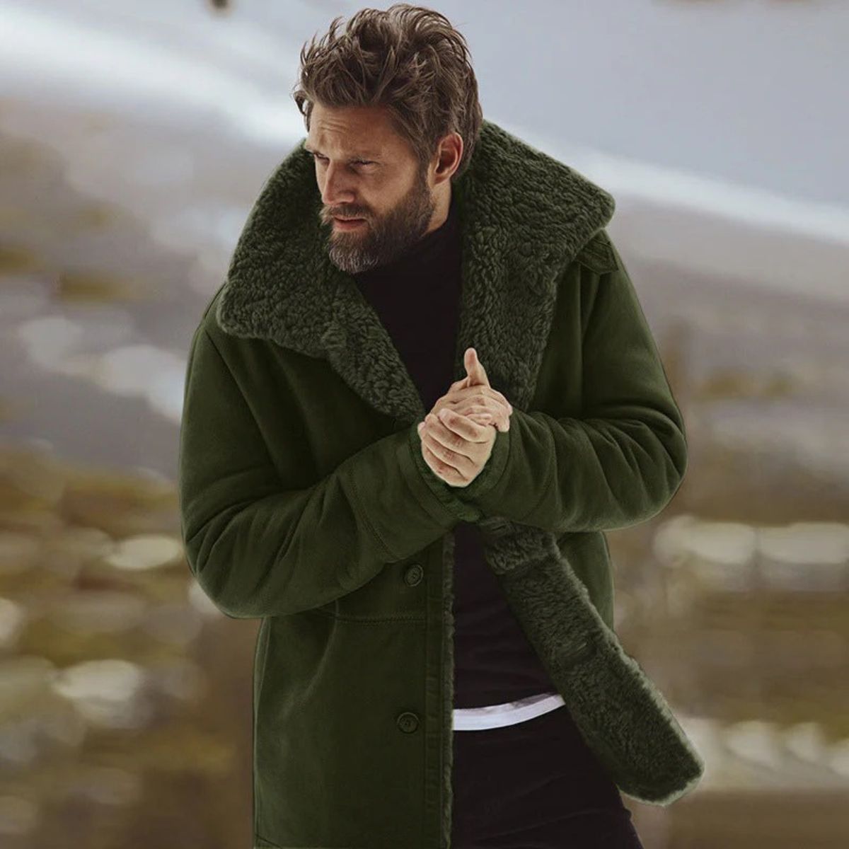 MildlyMama - The Aspen Shearling Coat – Men’s Classic Winter Overcoat