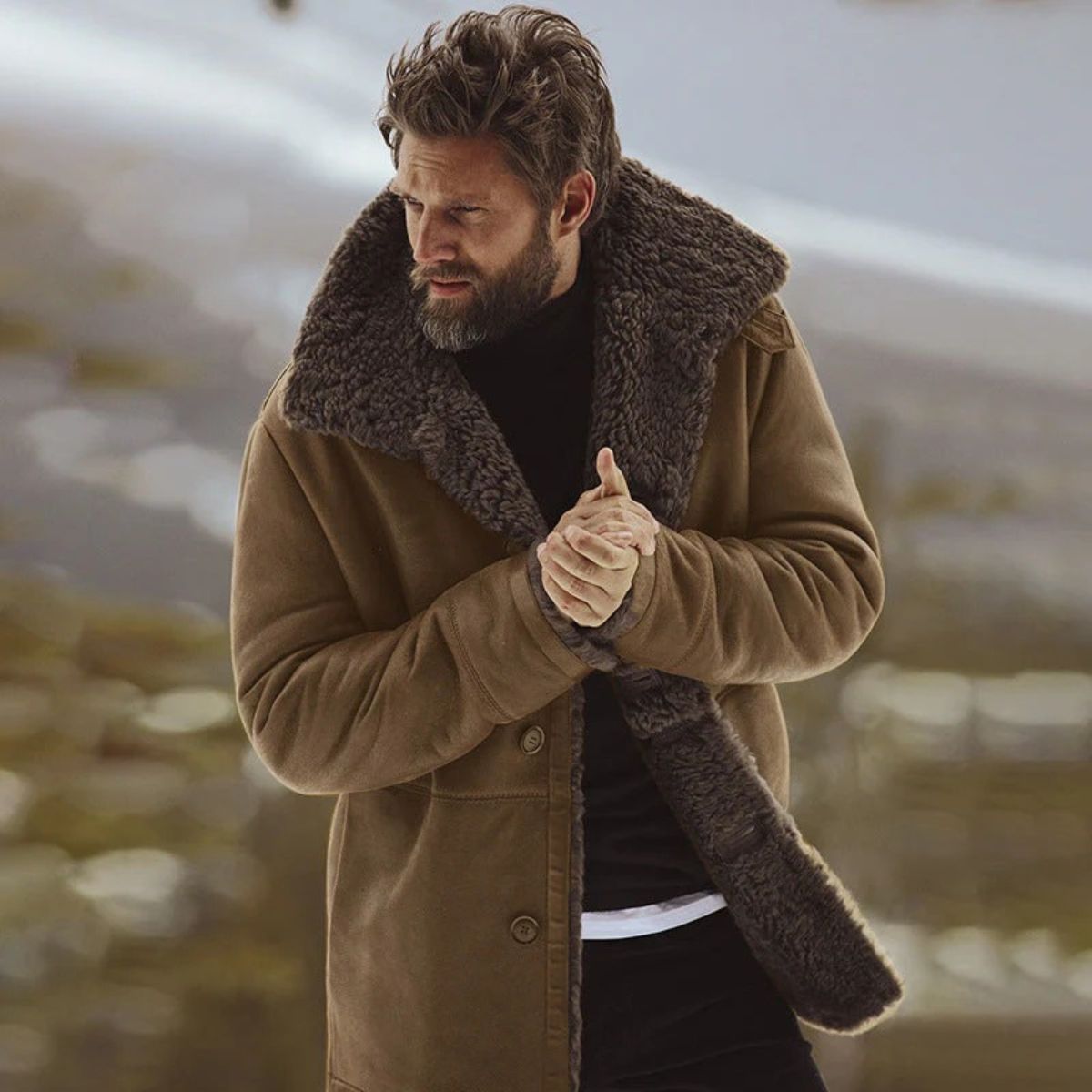 MildlyMama - The Aspen Shearling Coat – Men’s Classic Winter Overcoat