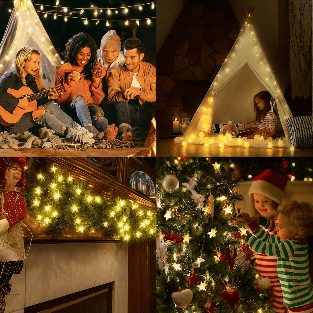 MildlyMama - TwinkleGlow™ Christmas Lights – 33ft LED Fairy String Lights with Remote, 8 Modes, Warm White Indoor & Outdoor Holiday Décor Light