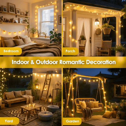 MildlyMama - TwinkleLink™ Connectable Globe String Lights – 33ft 100 LED Warm White, Plug - In with Remote, 8 Modes Fairy Lights for Indoor/Outdoor Christmas Décor Light