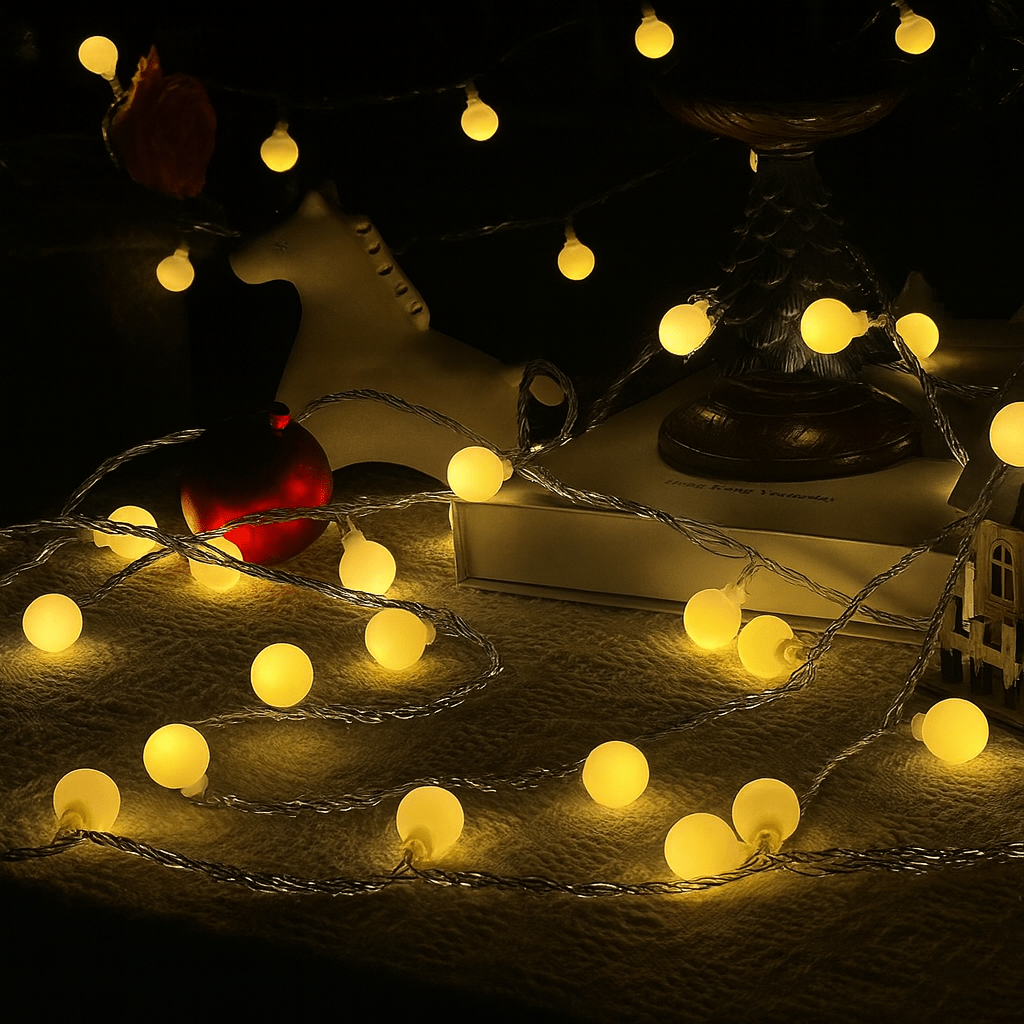 MildlyMama - TwinkleLink™ Connectable Globe String Lights – 33ft 100 LED Warm White, Plug - In with Remote, 8 Modes Fairy Lights for Indoor/Outdoor Christmas Décor Light