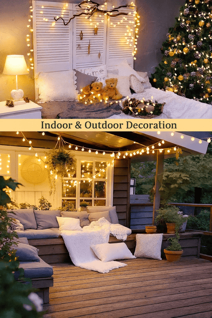 MildlyMama - TwinkleLink™ Connectable Globe String Lights – 33ft 100 LED Warm White, Plug - In with Remote, 8 Modes Fairy Lights for Indoor/Outdoor Christmas Décor Light