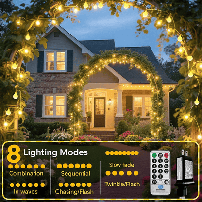 MildlyMama - TwinkleLink™ Connectable Globe String Lights – 33ft 100 LED Warm White, Plug - In with Remote, 8 Modes Fairy Lights for Indoor/Outdoor Christmas Décor Light