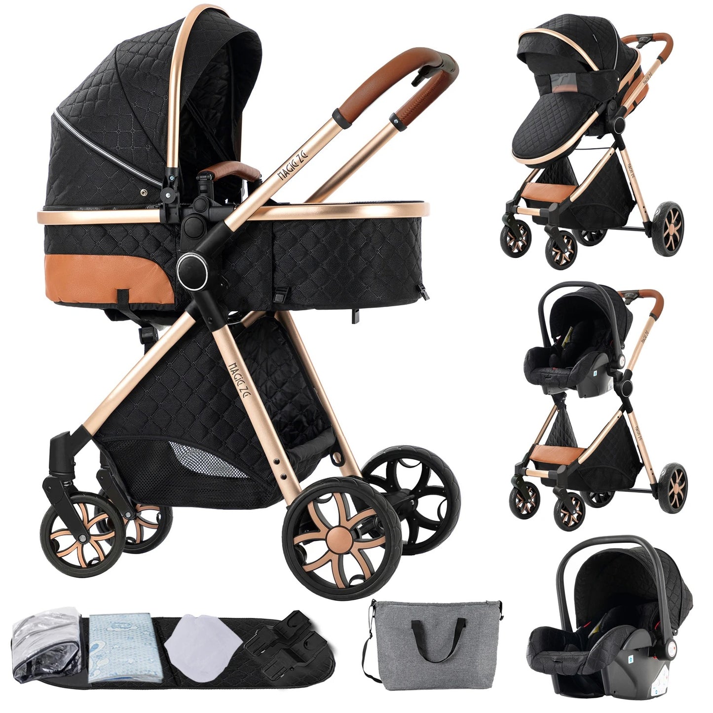 Premium 3-in-1 Baby-Kinderwagen-Reisesystem mit Autositz und ISOFIX-Basis – Leicht, kompakt und vielseitig