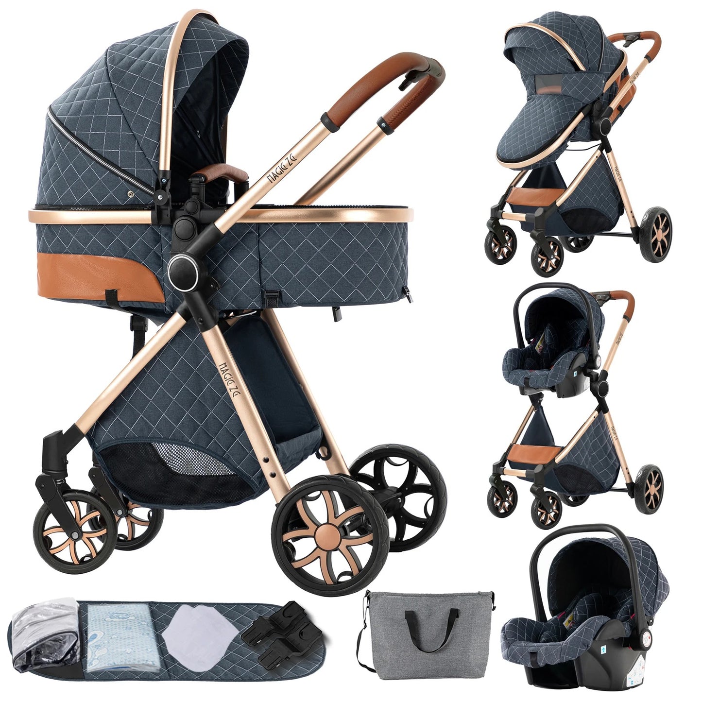 Premium 3-in-1 Baby-Kinderwagen-Reisesystem mit Autositz und ISOFIX-Basis – Leicht, kompakt und vielseitig