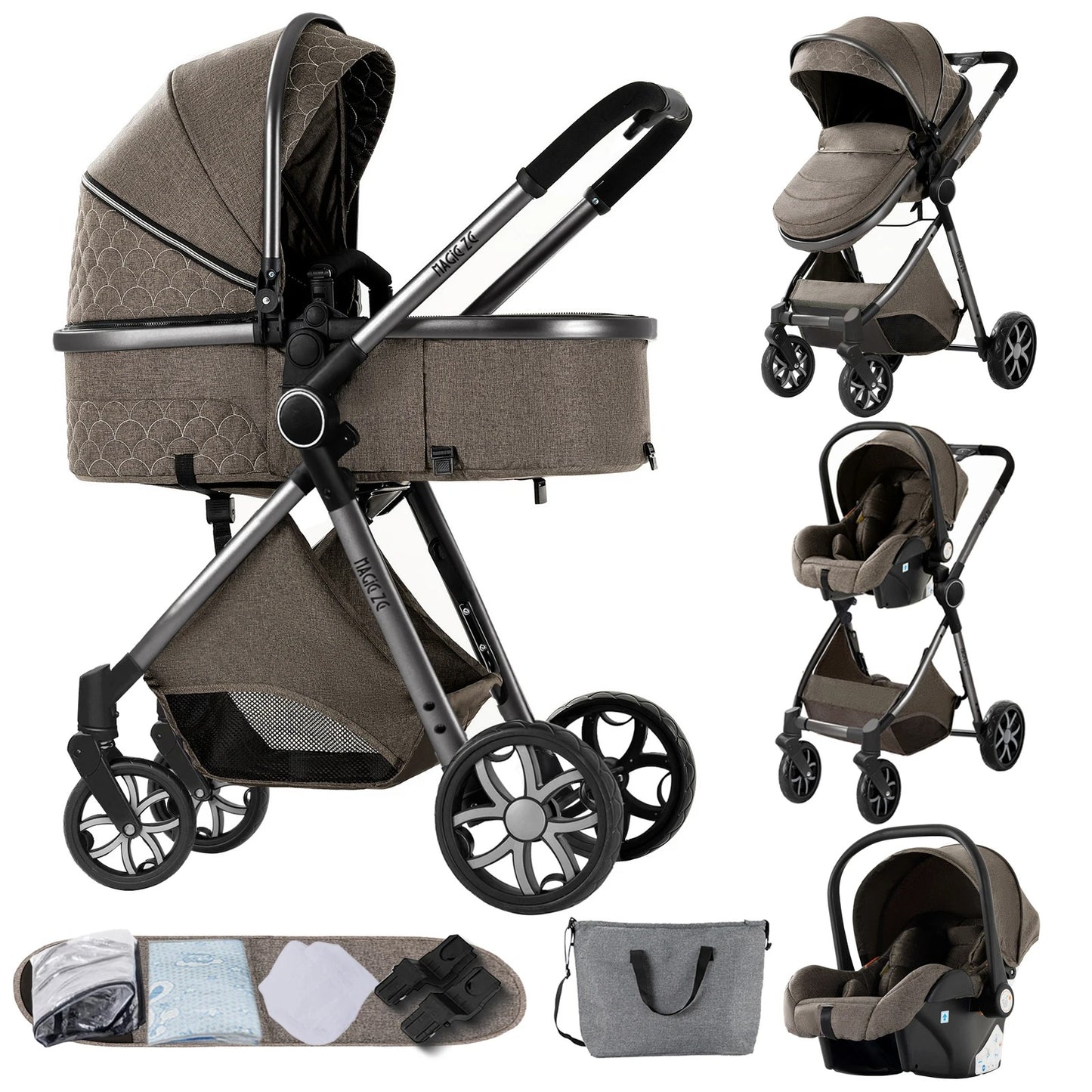 Premium 3-in-1 Baby-Kinderwagen-Reisesystem mit Autositz und ISOFIX-Basis – Leicht, kompakt und vielseitig