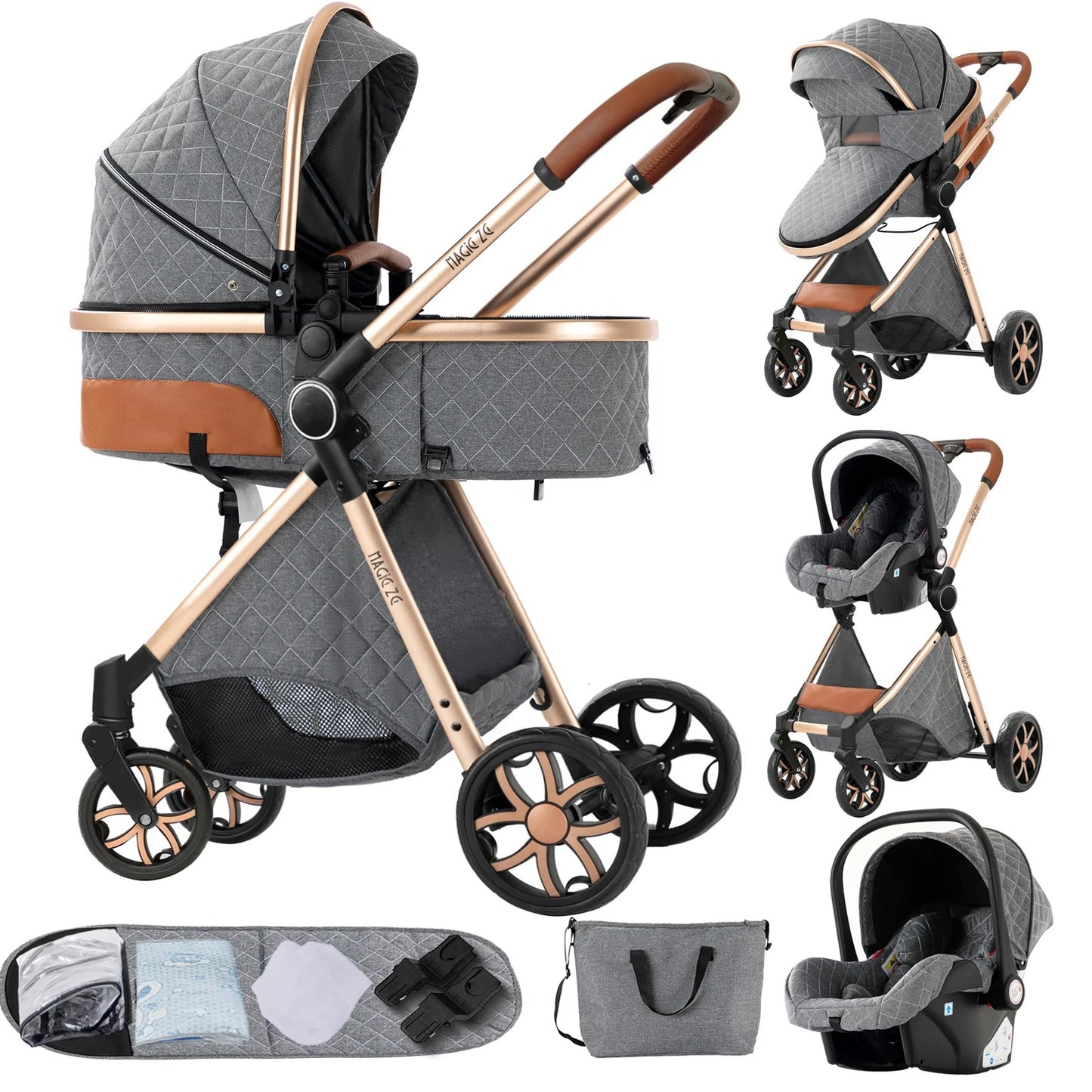 Premium 3-in-1 Baby-Kinderwagen-Reisesystem mit Autositz und ISOFIX-Basis – Leicht, kompakt und vielseitig
