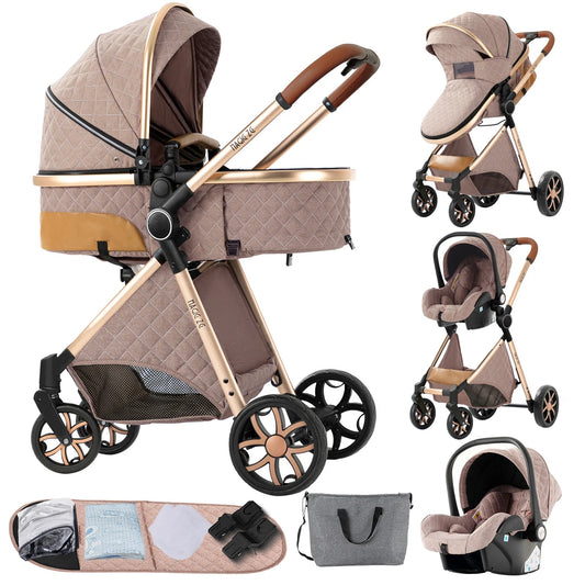 Premium 3-in-1 Baby-Kinderwagen-Reisesystem mit Autositz und ISOFIX-Basis – Leicht, kompakt und vielseitig