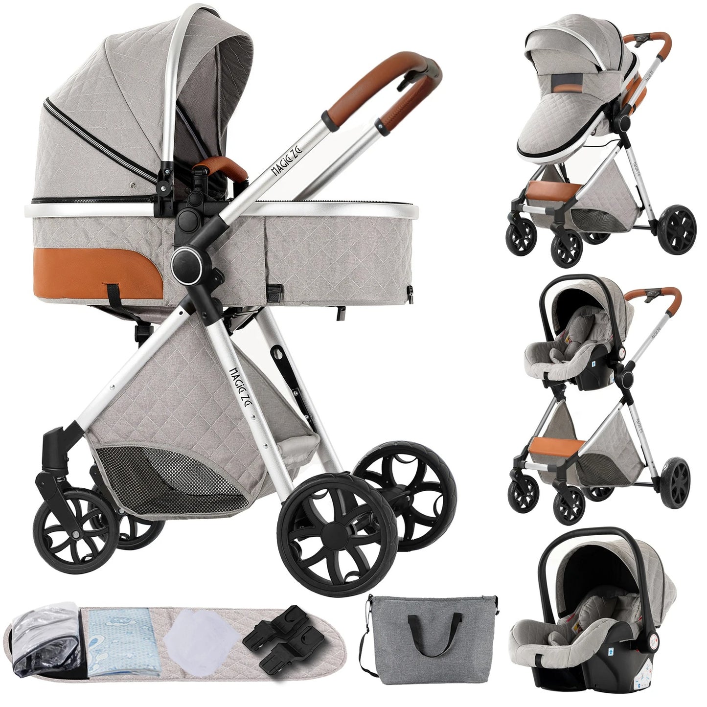 Premium 3-in-1 Baby-Kinderwagen-Reisesystem mit Autositz und ISOFIX-Basis – Leicht, kompakt und vielseitig