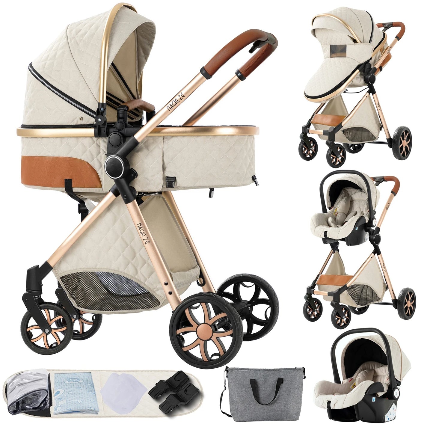 Premium 3-in-1 Baby-Kinderwagen-Reisesystem mit Autositz und ISOFIX-Basis – Leicht, kompakt und vielseitig